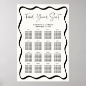 Modern Wavy Lijst Cream 16 Tafel Zitplaatsen Grafi Poster (Voorkant)