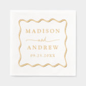 Modern Wavy Lijst gepersonaliseerde bruiloft Folie Servetten (Voorkant)
