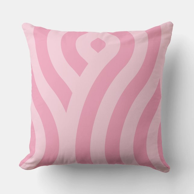 Modern Wavy Stripes Pattern Roze Kussen (Voorkant)