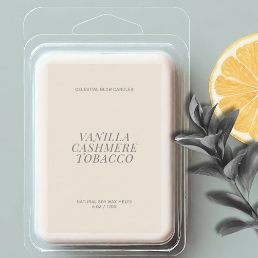 Modern wax smelt minimaal label voedselcontainer etiket