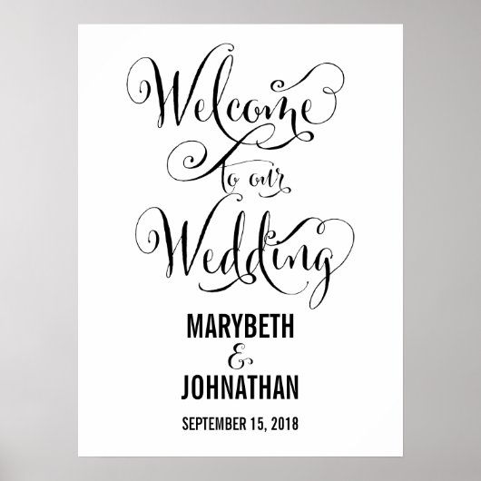 Modern We Do Script Mariage Welcome Poster Signe (Devant)