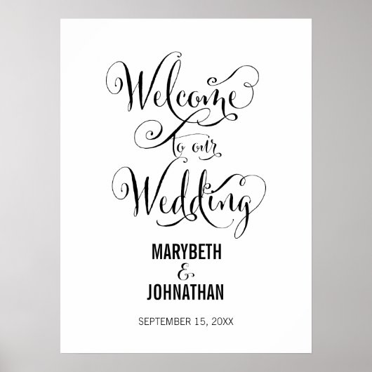 Modern We Do Script Mariage Welcome Poster Signe (Devant)