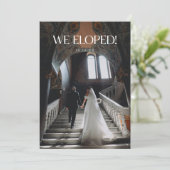Modern "We Eloped!" 2-Photo Elegant Wedding Aankondiging (Staand voorkant)
