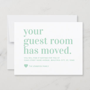 Modern we hebben Gastkamer verplaatst Mint Green Aankondiging