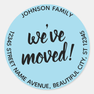 Modern we hebben Licht Blauw Nieuw Adres Label ver