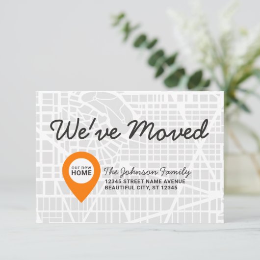 Modern we hebben Map New Home Address Moving verpl Aankondiging (Staand voorkant)