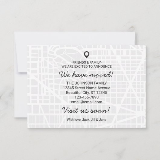 Modern we hebben Map New Home Address Moving verpl Aankondiging (Achterkant)
