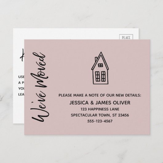 Modern We hebben verplaatst Little House Drawing P Briefkaart (Voorkant / Achterkant)
