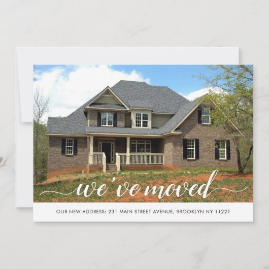 Modern we hebben wijziging van adresfoto's verplaa aankondiging (Voorkant)