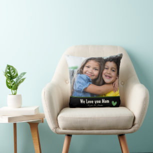Modern We houden van je Mama Foto gepersonaliseerd Kussen