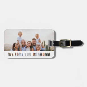 Modern we houden van je oma familie foto bagagelabel