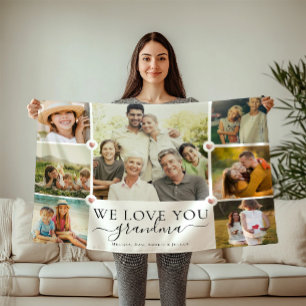 Modern we houden van je oma familie fotocollage fleece deken