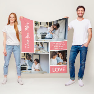 Modern we houden van je roze fotocollage fleece deken