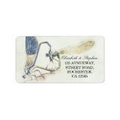 Modern Weddenschap Dragonfly Mating Love Heart Etiket (Voorkant)