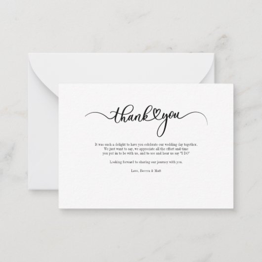 Modern Weddenschap Foto script Bedankt Notitiekaartje (Achterkant)