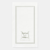 Modern Weddenschap-monogram Namen & Date Olive Gre Servet (Voorkant)