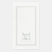 Modern Weddenschap-monogram Namen & Date Sage Gree Servet (Voorkant)