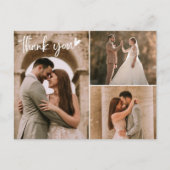 Modern Wedding 3 Foto Collage Dank je Briefkaart (Voorkant)