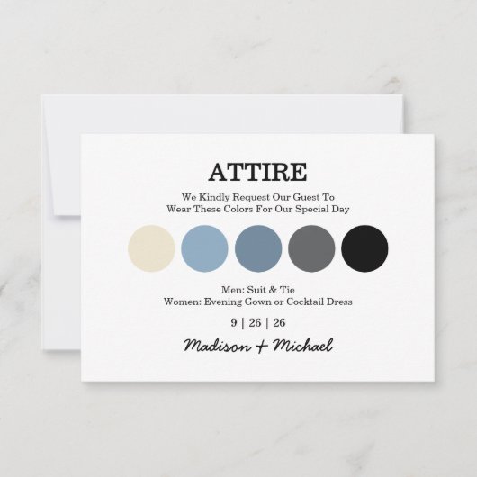 Modern Wedding Attire Dress Code Enclosure Card Kaart (Voorkant)