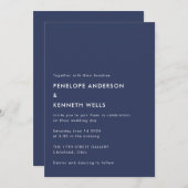 Modern Wedding Bold Navy White Classic Minimalist Kaart (Voorkant / Achterkant)