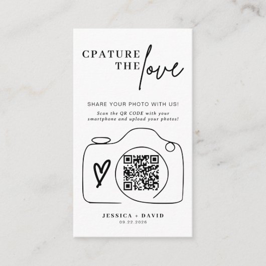 Modern Wedding Capture de liefde QR Code Enclosure Informatiekaartje (Voorkant)