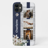 Modern Wedding Couple Foto gepersonaliseerd Floral Case-Mate iPhone Case (Achterkant)