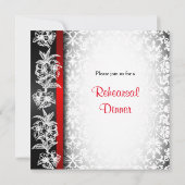 Modern Wedding Damask in White, Black and Red Kaart (Achterkant)