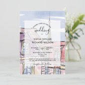 Modern Wedding Destination Paris Eiffel Tower Invi Kaart (Staand voorkant)