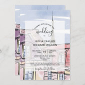 Modern Wedding Destination Paris Eiffel Tower Invi Kaart (Voorkant / Achterkant)