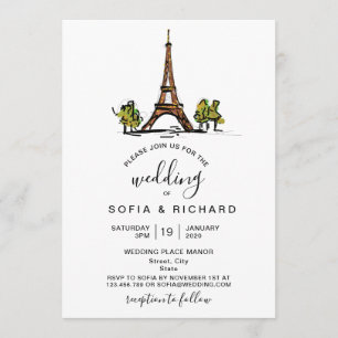 Modern Wedding Destination Paris Eiffel Tower Kaart