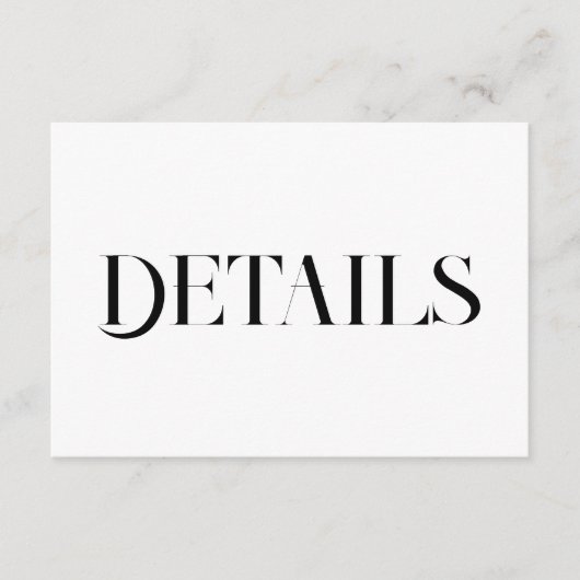 Modern Wedding Details | Minimalist Black & White Informatiekaartje (Voorkant)