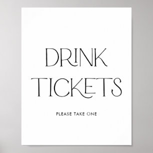 Modern Wedding Drink Ticket Sign Poster