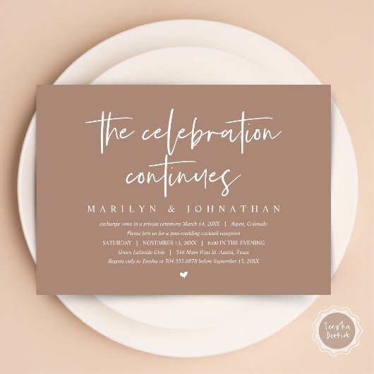 Modern Wedding Elopement het feest gaat verder Kaart