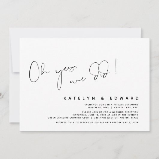 Modern Wedding Elopement, Oh ja, dat deden we Kaart (Voorkant)