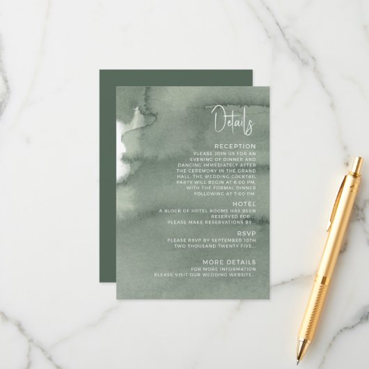 Modern wedding Enclosure Card  Details. Informatiekaartje (Voorkant / Achterkant in situ)