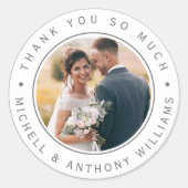 Modern Wedding Foto Dank je Ronde Sticker (Voorkant)