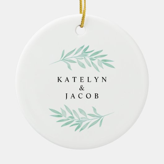 Modern Wedding Greenery kerstversiering Keramisch Ornament (Voorkant)
