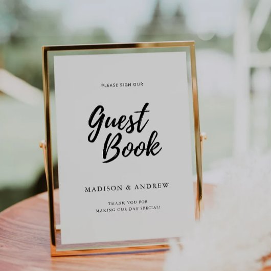 Modern Wedding Guest Book Sign Sjabloon Kaart
