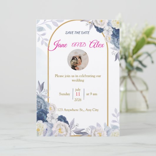 Modern Wedding Invitation Back Message (Debout devant)