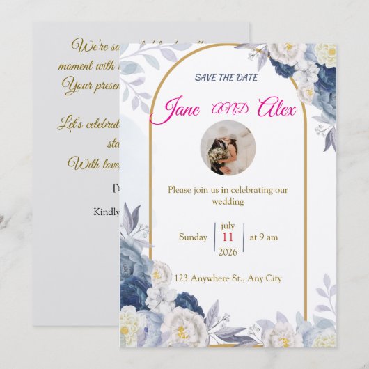 Modern Wedding Invitation Back Message (Devant / Derrière)