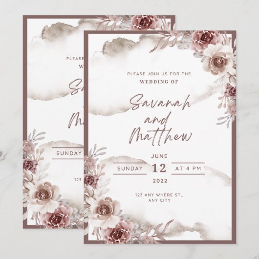 Modern Wedding Invitation Clean Minimal Style (Devant / Derrière)
