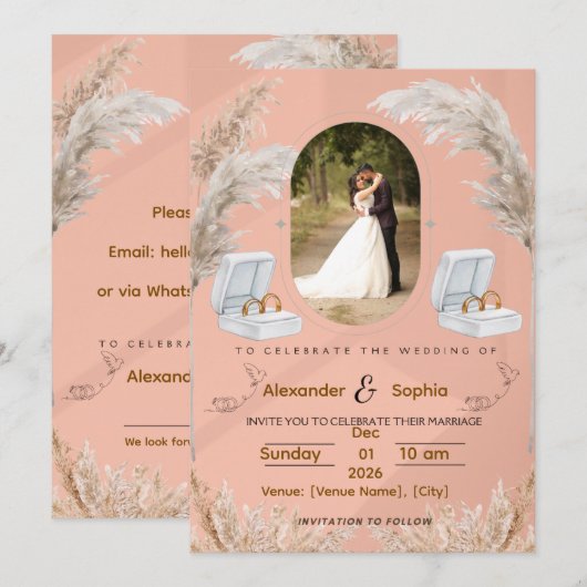 Modern Wedding Invitation | Fully Editable (Devant / Derrière)