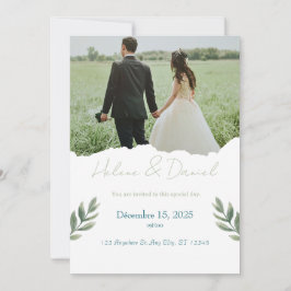 Modern Wedding Invitation – Green Gray Kaart