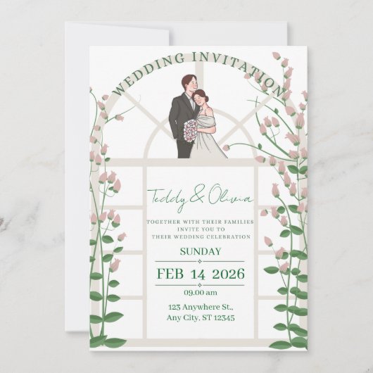 Modern Wedding Invitation Suite Kaart (Voorkant)