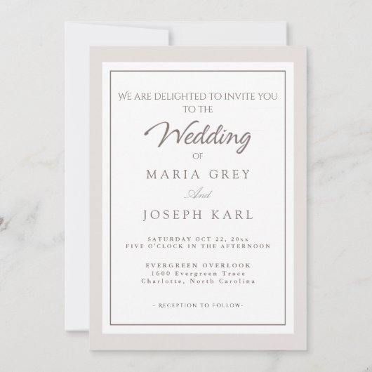 Modern Wedding Invitation with Bold Date Front  (Dos)