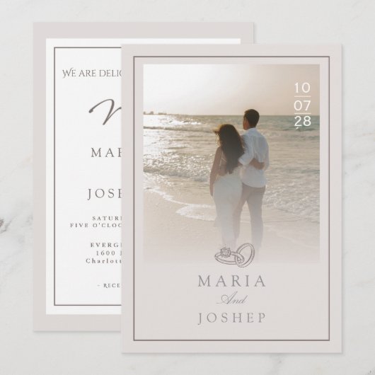Modern Wedding Invitation with Bold Date Front (Devant / Derrière)