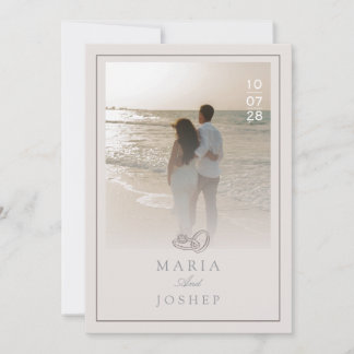 Modern Wedding Invitation with Bold Date Front  Kaart