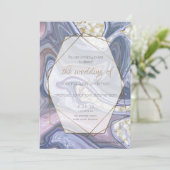 Modern Wedding Marbleized Paars Roos Agate Kaart (Staand voorkant)