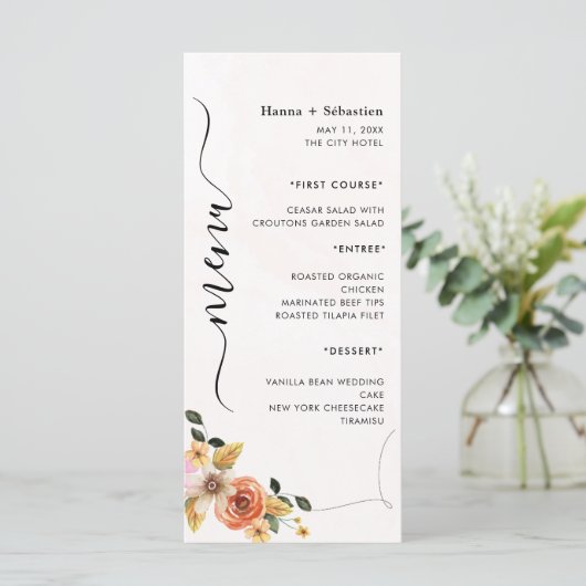 Modern  Wedding Menu (Debout devant)