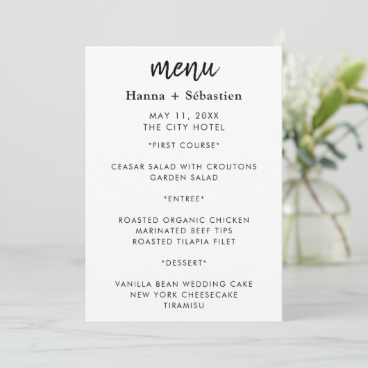 Modern Wedding Menu (Debout devant)